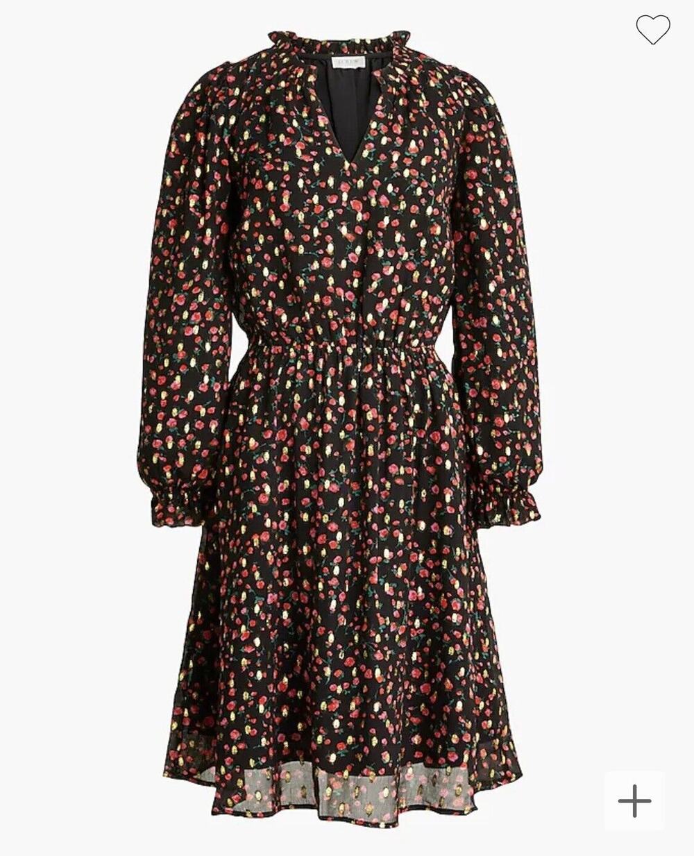 J Crew Women’s Ruffle neck Mini Floral Long Sleeve Dress 10 Feminine Coquette